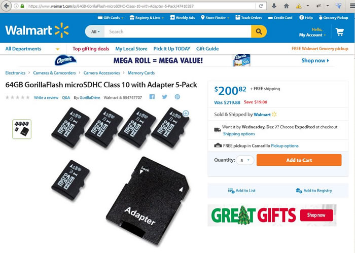 fake Walamrt 5pk microSDHC