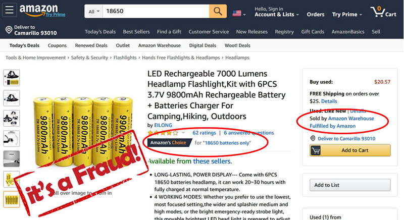 amazon fraudulent batteries
