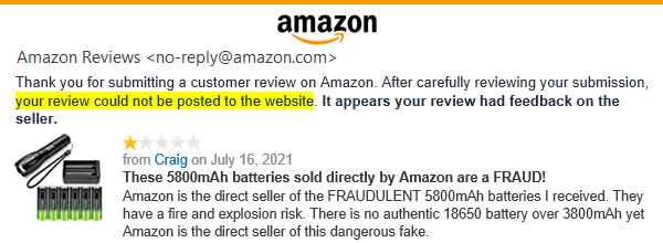 image - review blocked - fraudulent 18650 batteries