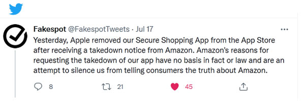 image - Fakespot removed from iOS store